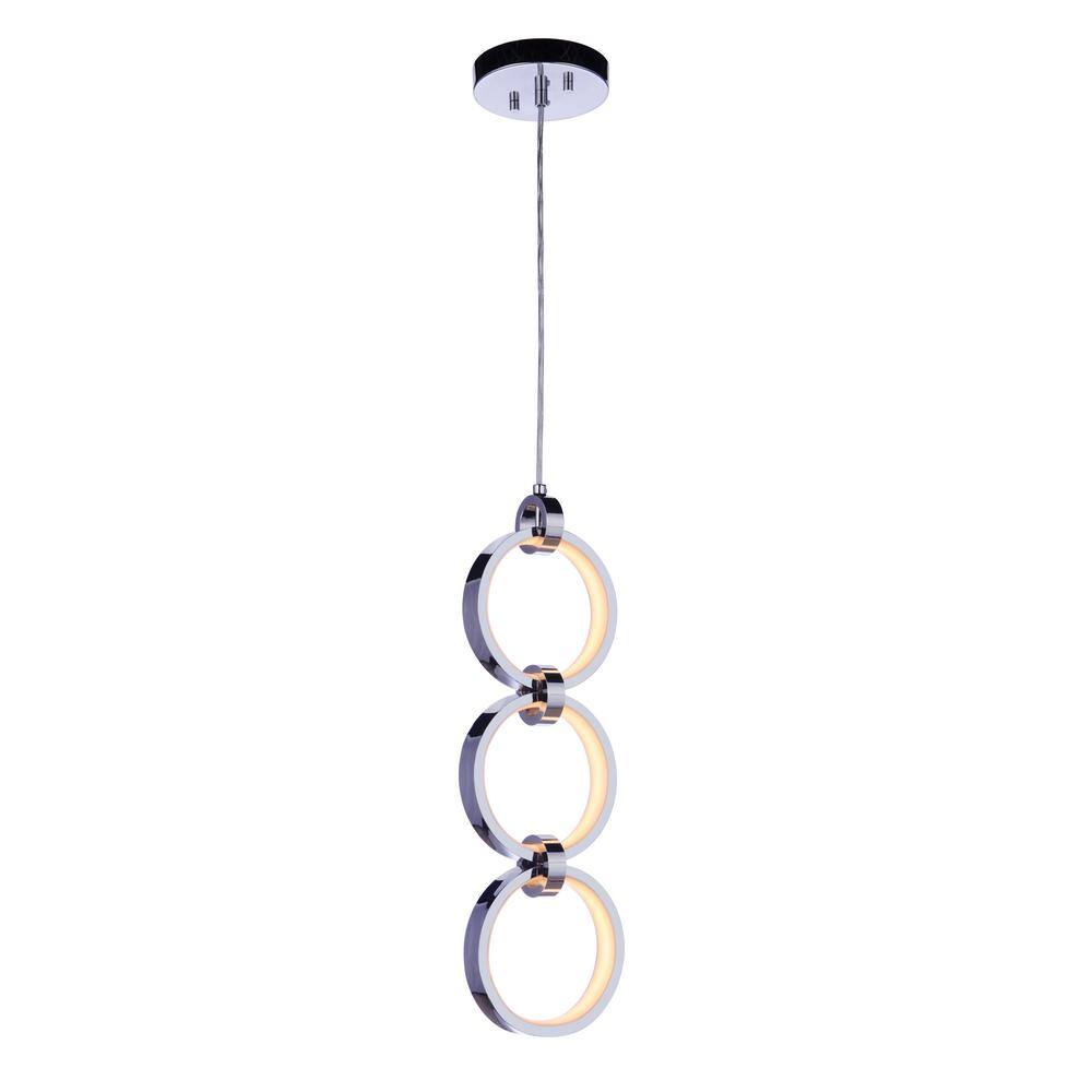 Modern Black and Chrome LED Pendant Light with Aluminum Rings