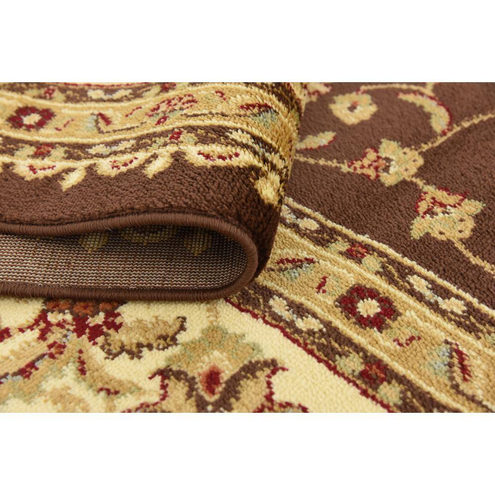 Brown and Ivory Floral Rectangular Synthetic Area Rug, 9' x 12'