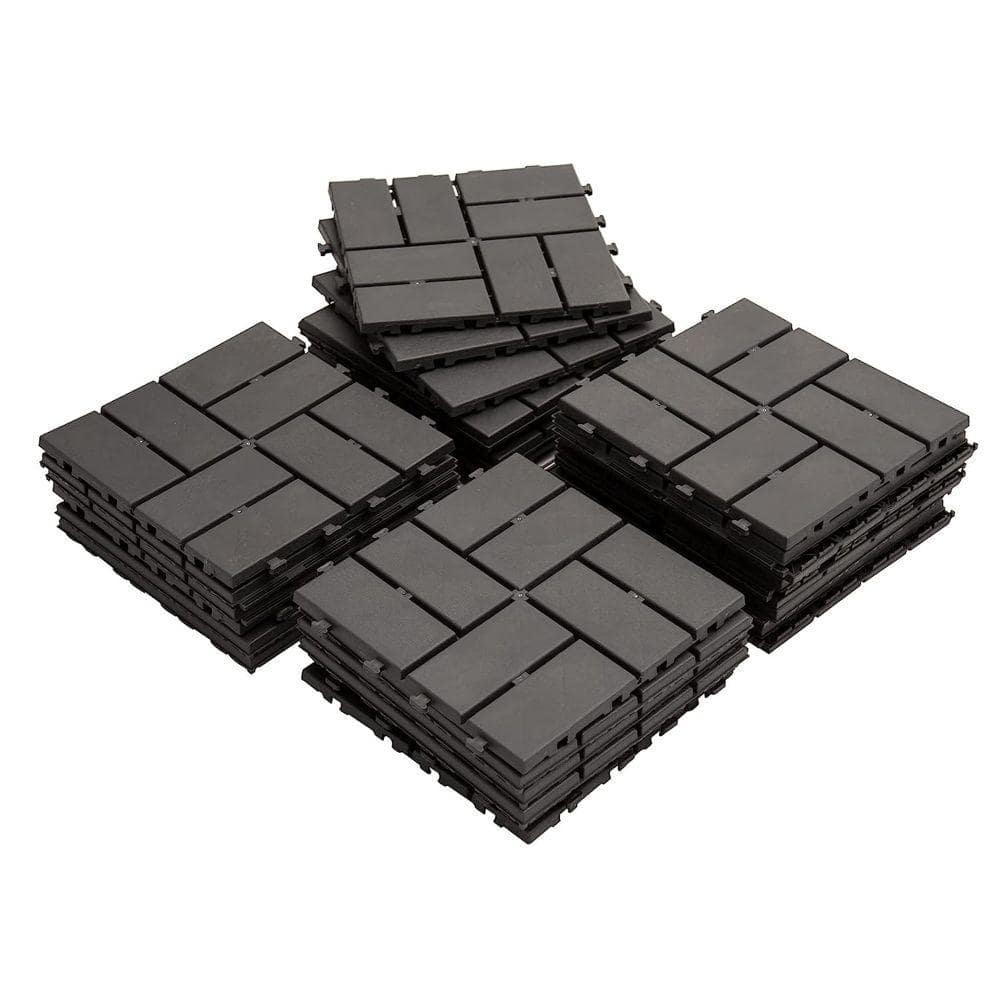 12 in. x 12 in. Outdoor Checker Square Composite Interlocking Waterproof Fl