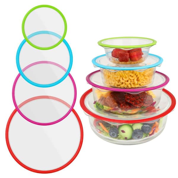 Multicolor Reusable Silicone Stretch Elastic Food Covers for Bowls, Round, and Rectangle Containers (4-Pack)