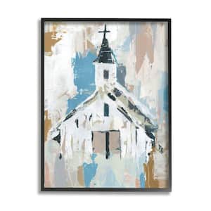 "Distressed Country Church Abstract Pattern" by Annie Warren Framed Religious Texturized Art Print 16 in. x 20 in.