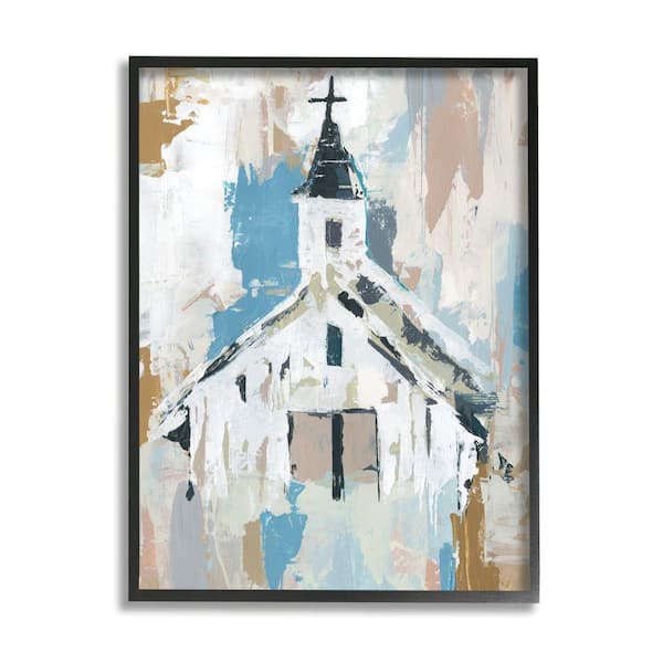 Stupell Industries "Distressed Country Church Abstract Pattern" by Annie Warren Framed Religious Texturized Art Print 16 in. x 20 in.