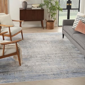 Abstract Hues Blue Grey 9 ft. x 11 ft. Abstract Contemporary Area Rug
