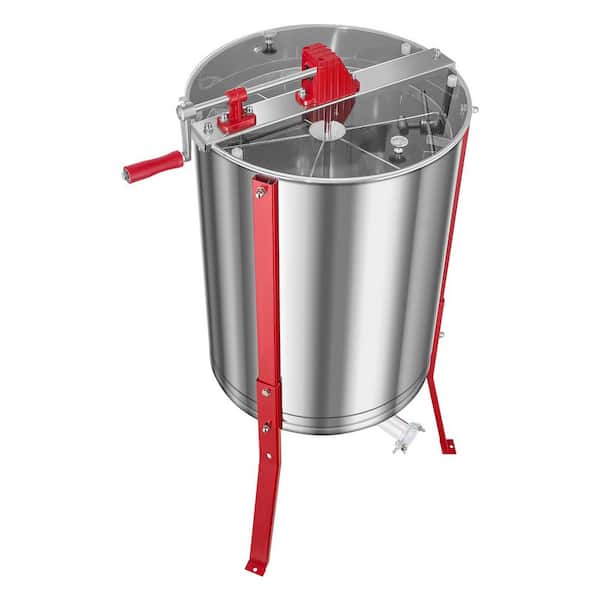 6 Frame Manual Honey Extractor Stainless Steel Honeycomb Spinner with Transparent Lid Adjustable Stand for Beekeeping