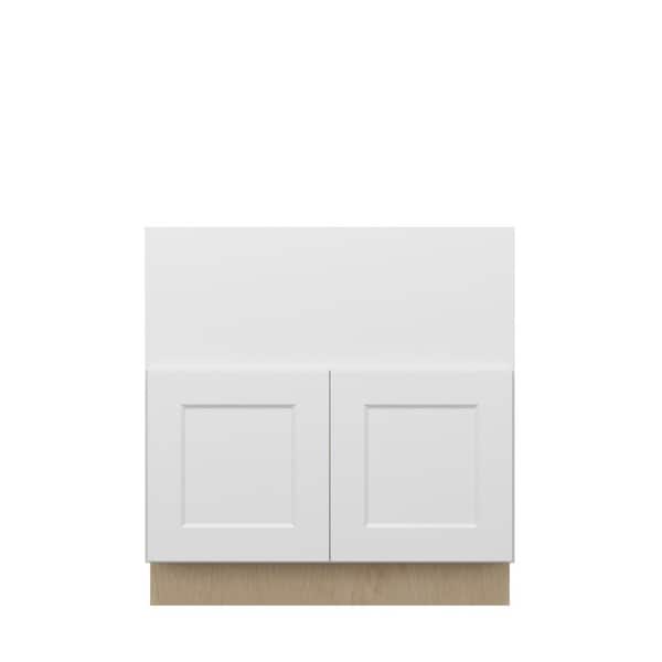 Unbranded Norfolk Shaker 33 in. W x 34.5 in. H x 24 in. D in Painted White Plywood Assembled Farm Sink Base Cabinet