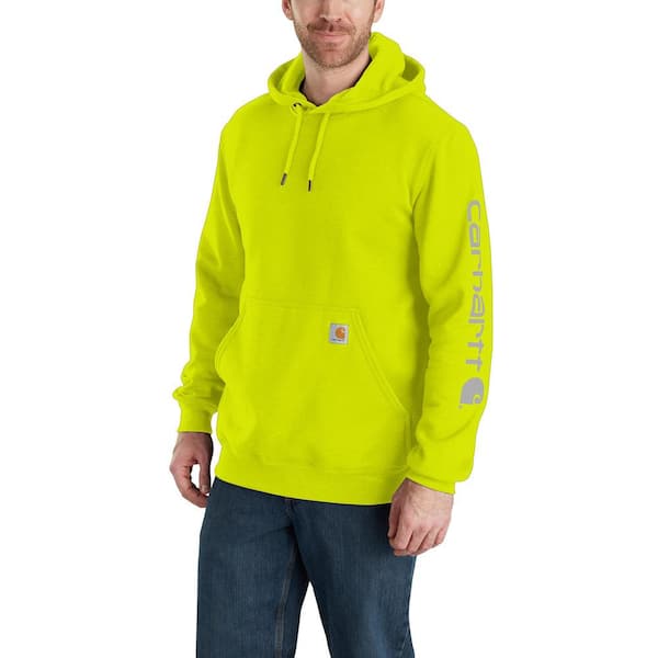Carhartt Men's Large Tall Brite Lime Cotton/Polyster Loose Fit Mid-Weight Logo Sleeve Graphic Sweatshirt