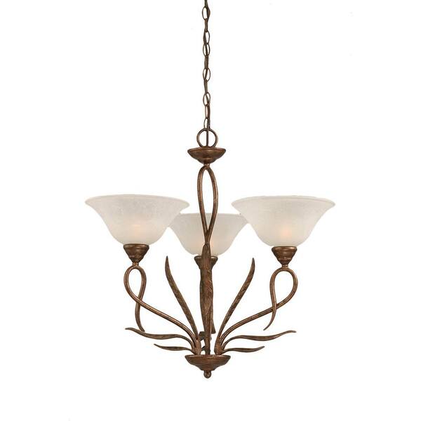 Filament Design Concord Series 3-Light Bronze Chandelier with White Marble Glass Shade