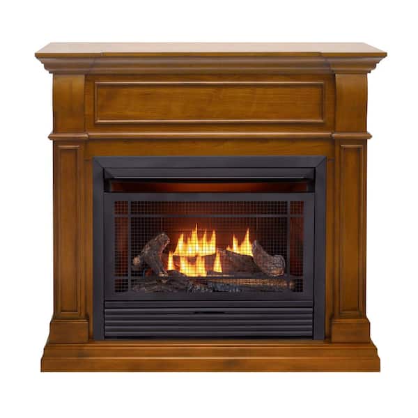 Duluth Forge Dual Fuel Ventless Gas Fireplace - 26,000 BTU, T-Stat Control, Apple Spice Finish