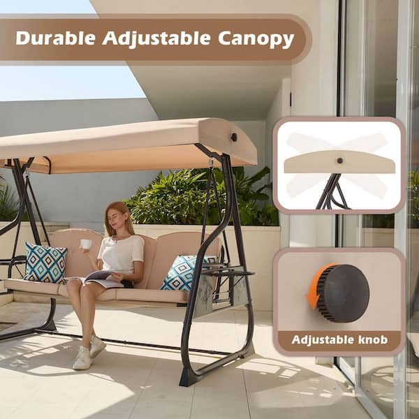 ZZW 3-Seat Patio Porch Swing 800 lbs. Outdoor Swing with Stand w ZZW 3-Seat Patio Porch Swing 800 lbs. Outdoor Swing with Stand w