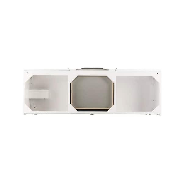 James Martin Vanities Columbia 59.0 in. W x 19.5 in. D x 36 in. H Double Bath Vanity in Glossy White with Glossy White Composite Top