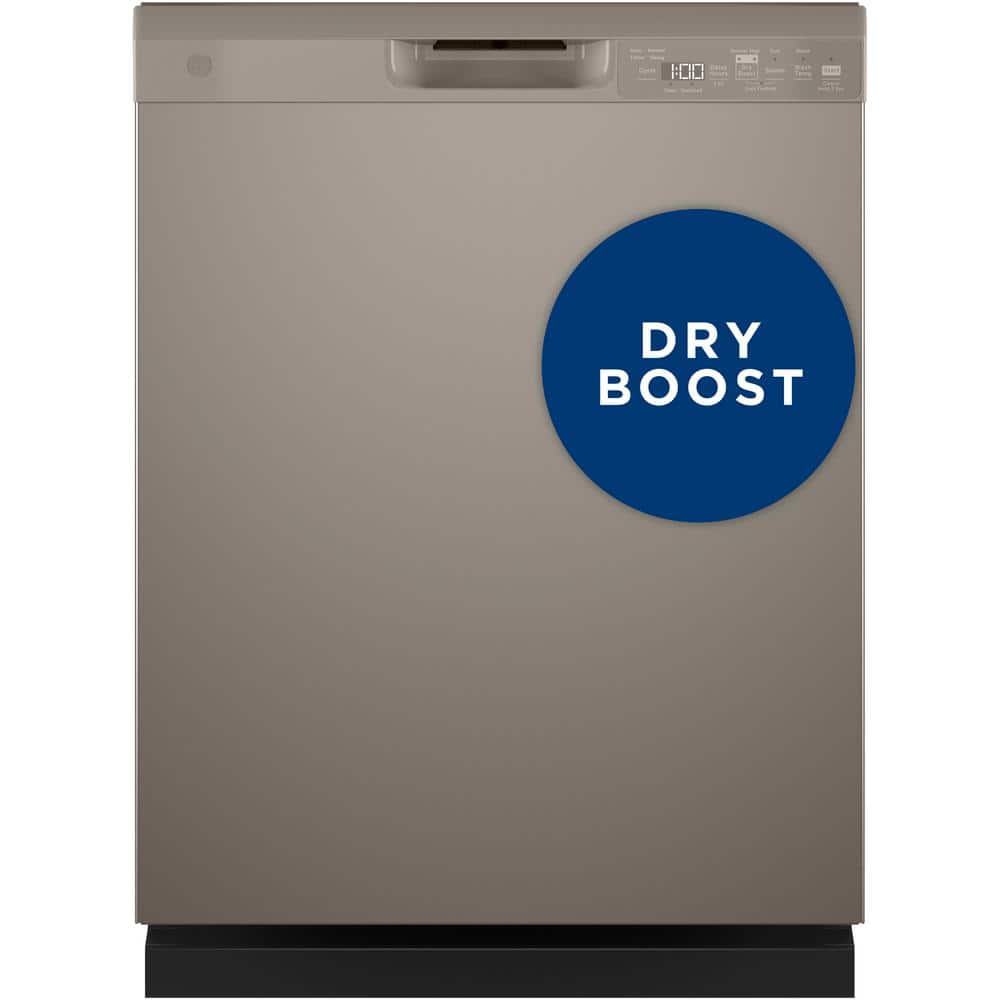 GE 24 in. Built-In Tall Tub Front Control Slate Dishwasher w/Sanitize, Dry Boost, 52 dBA, Grey