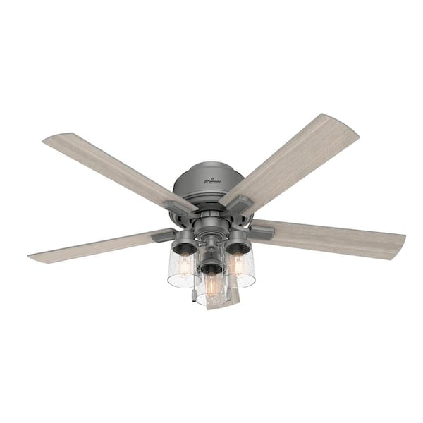 Hartland 52 in. Low Profile LED Indoor Matte Silver Ceiling Fan with Light Kit