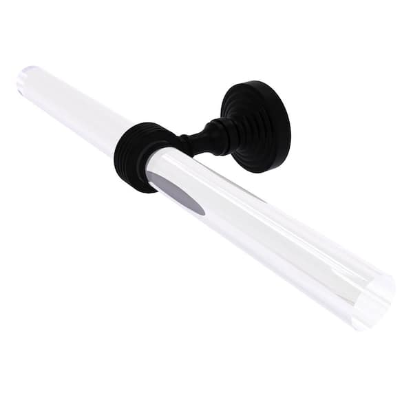 Allied Brass Pacific Grove Collection 13 in. Wall Mounted 2 Arm Guest Towel Holder with Groovy Accents in Matte Black