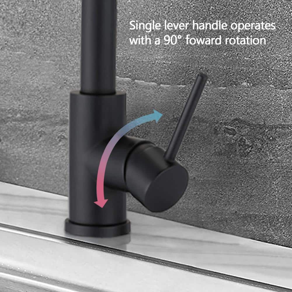 Matte Black Stainless Steel Pull Down Kitchen Faucet with Soap Dispenser