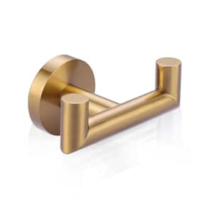 Brushed Gold J-Hook Double Robe/Towel Hook in Stainless Steel