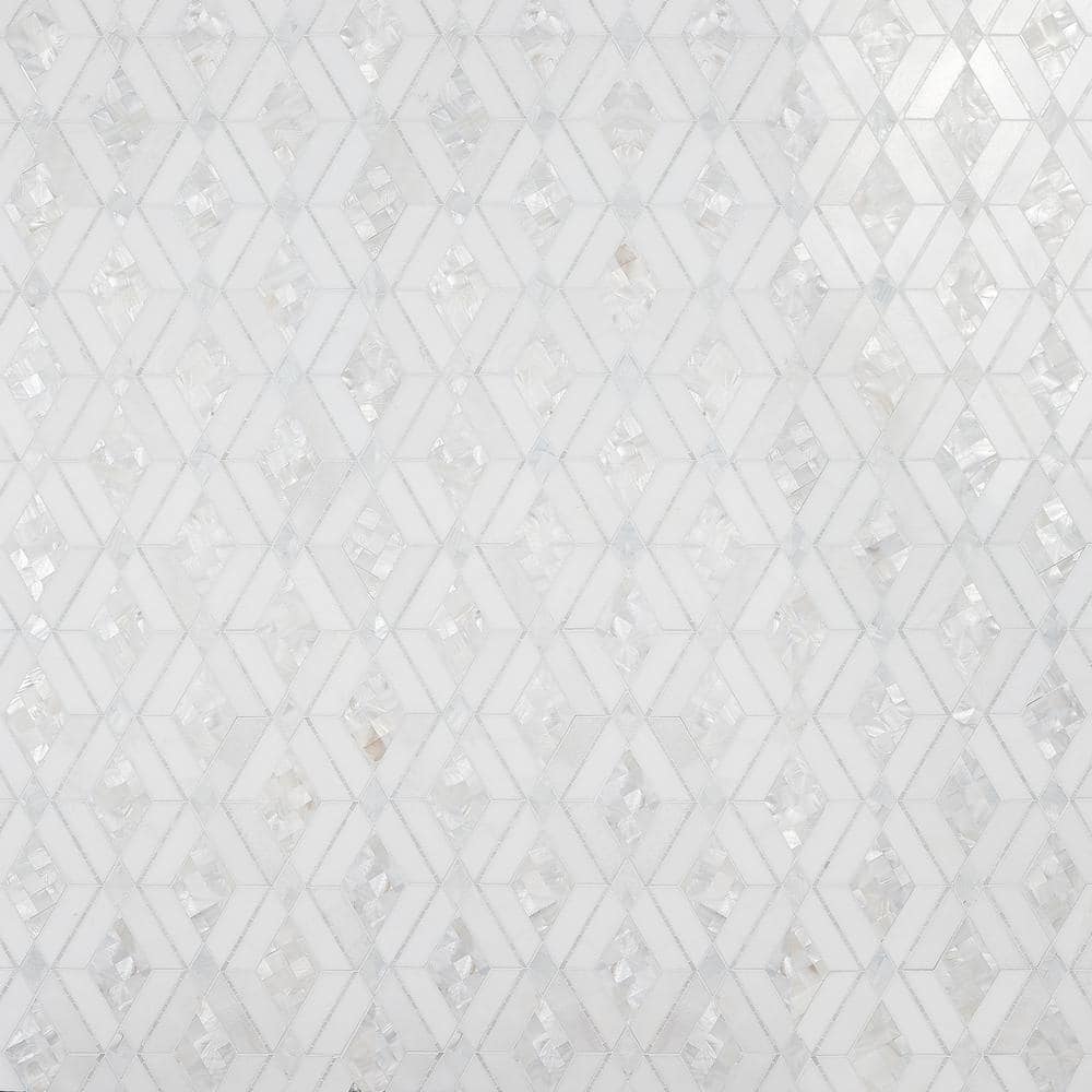 Spencer 10-inch White Polished Marble Mosaic Tile