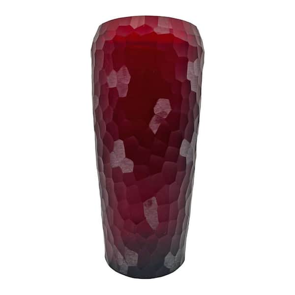 castellousa 12 in. Red Decorative Cylinder Glass Vase
