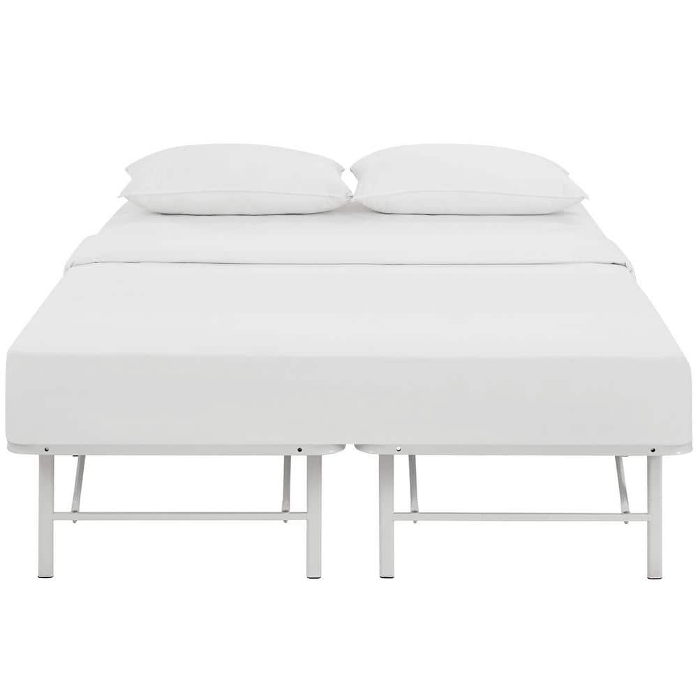 Horizon Full White Stainless Steel Bed Frame with Slats