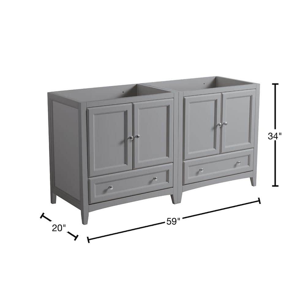 Gray 59" Double Freestanding Engineered Wood Vanity Base