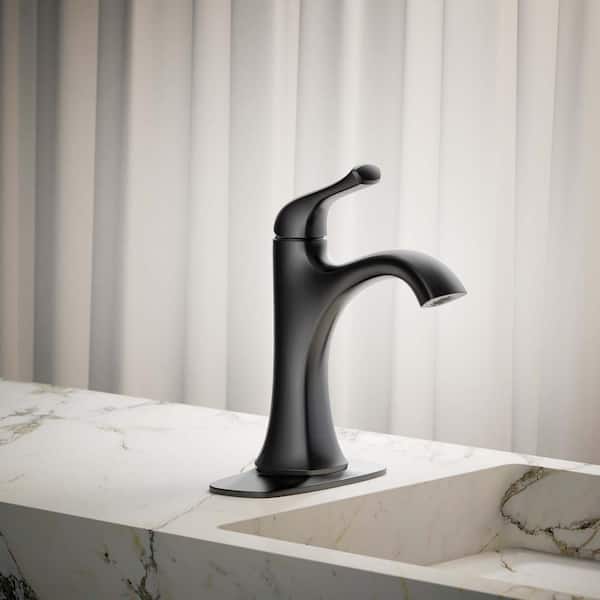 Sundae Single Handle Single Hole Bathroom Faucet in Matte Black