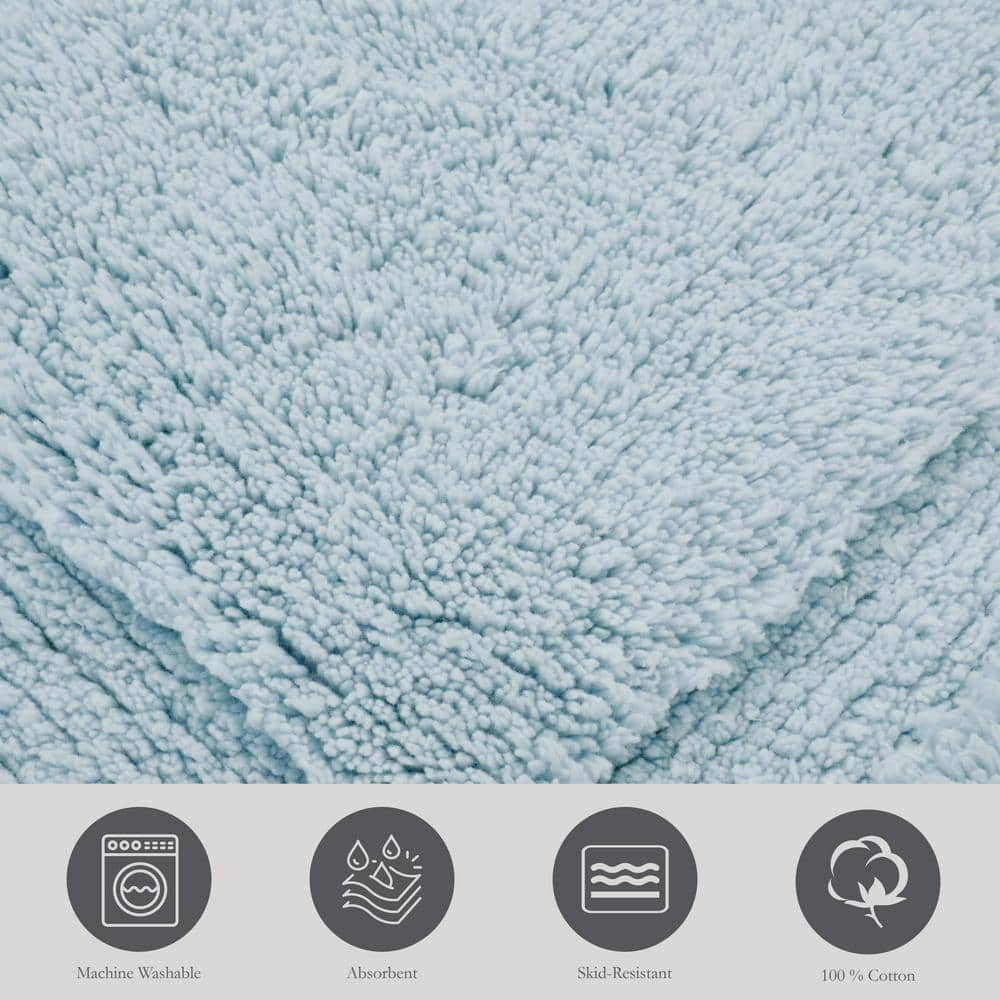 Lydia Pale Blue Cotton Non-Slip Bath Mat 17" x 24"