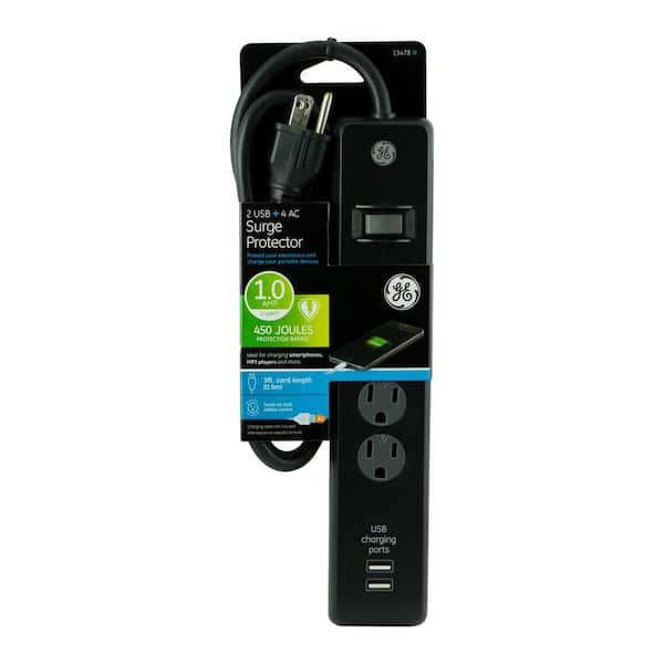 Surge Protector, 4 Outlet, 450 Joules, 4-ft Cord