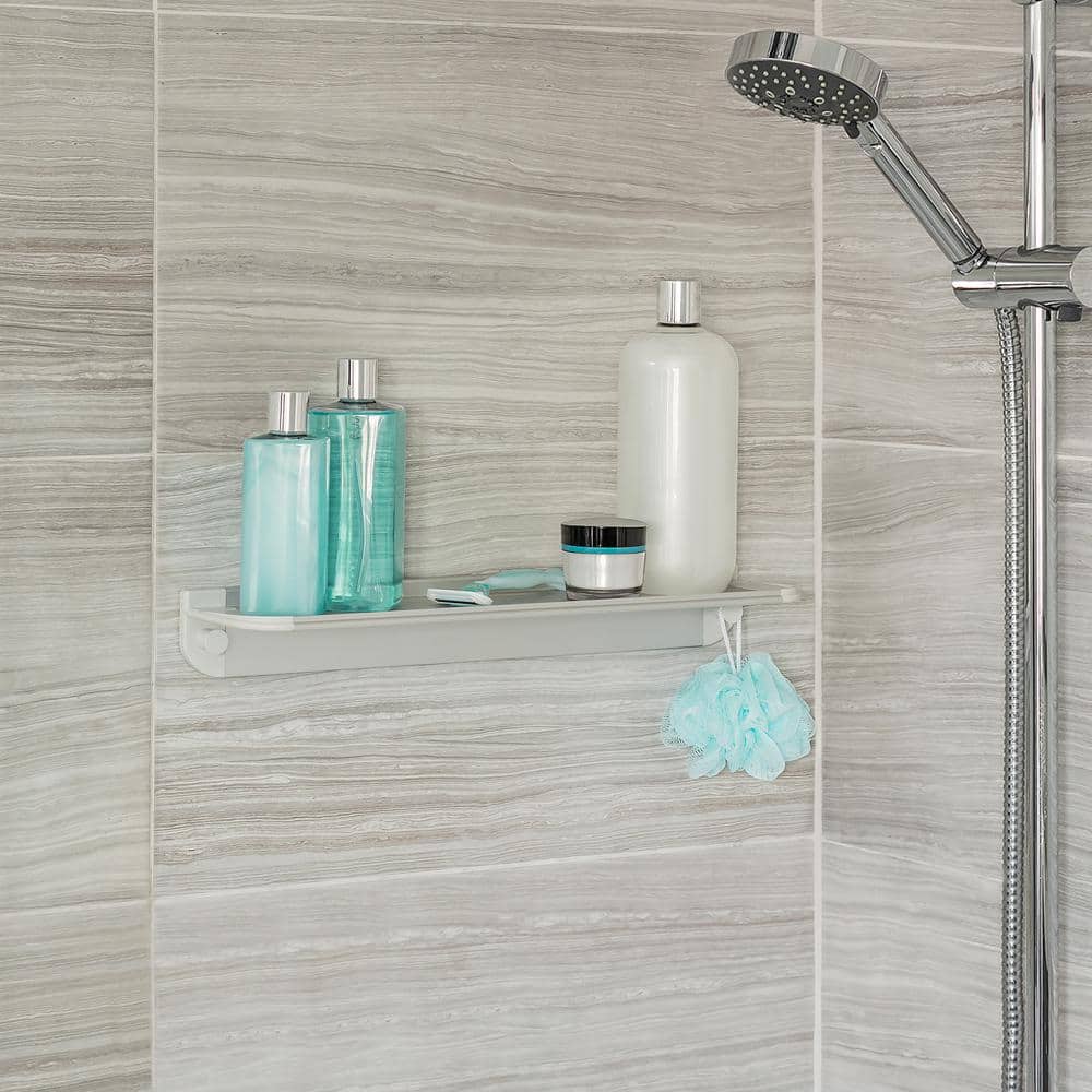 Glide Rust Proof Aluminum Wall Mount Shower Shelf