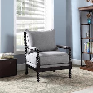 Blanchett Gray and Black Linen-like Fabric Cushion Back Accent Chair