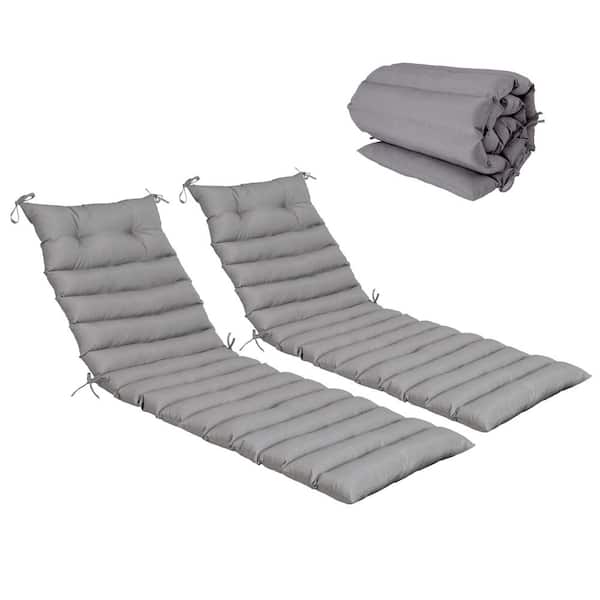 unique choice 2-Pieces Outdoor Patio Chaise Lounge Chair Cushion Replacement Seat Cushion, Grey.