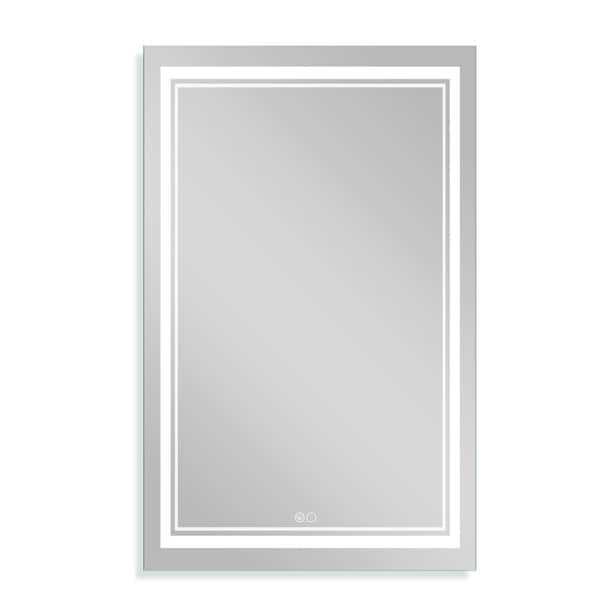 Lirago 39 in. x 24 in. Bathroom Modern LED Right-Angle Inner Light-Emitting Rectangle Frameless Wall Vanity Mirror