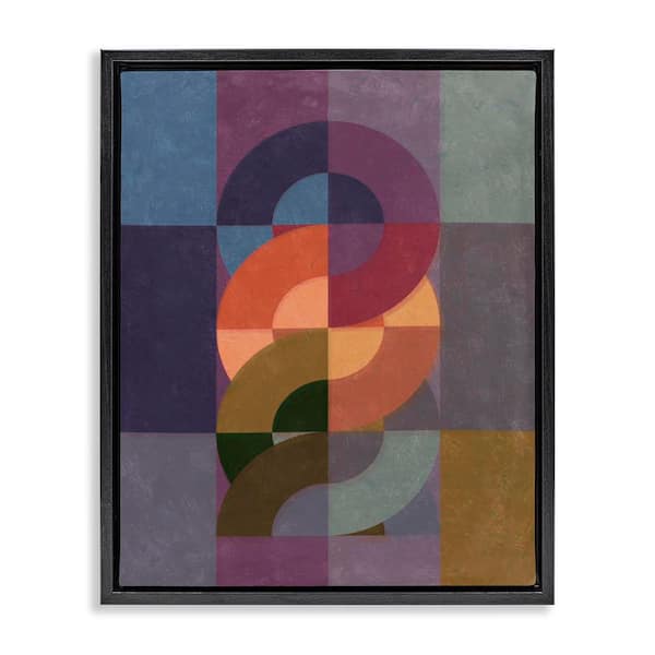 Stupell Industries Modern Interlocking Circles by Victoria Barnes Black Floater Frame Abstract Graphic Art Print 31 in. x 25 in.