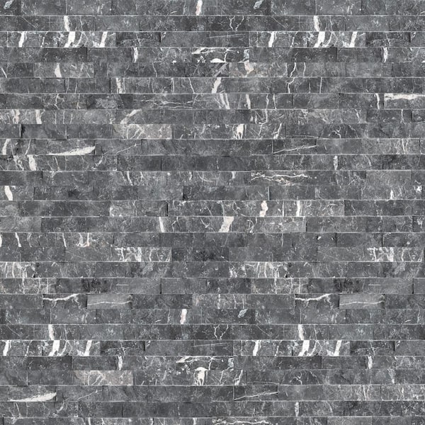 MSI Marquina Nero Ledger Panel 6 in. x 24 in. Natural Marble Wall Tile (6 sq. ft./Case)