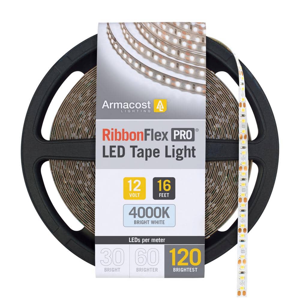 RibbonFlex Pro 16 ft. (5 m) 12-Volt Hardwired White Integrated LED Strip Light 120 LED/m 4000K price history on PriceWatchPro