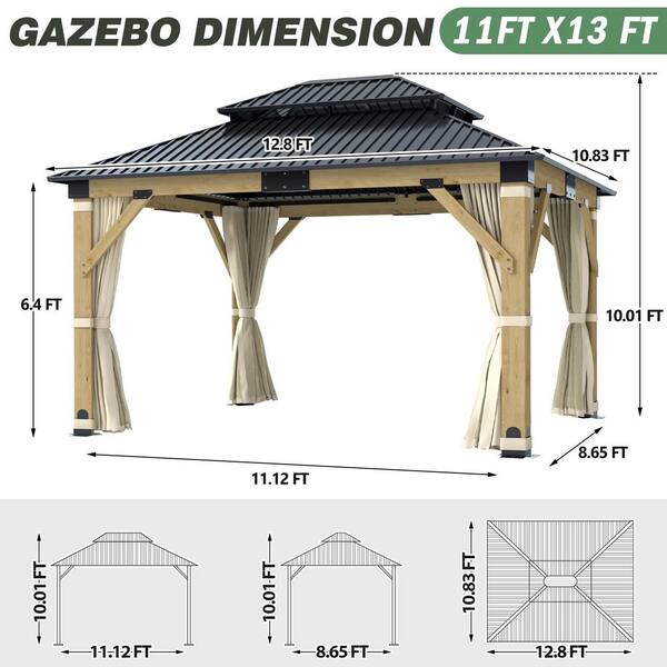 COVERONICS 11 ft. x 13 ft. Wood Frame Outdoor Patio Double