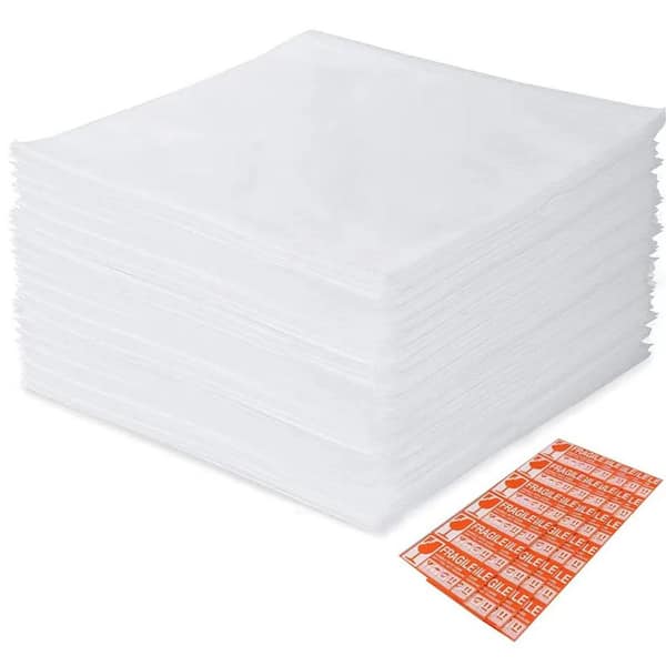 Unbranded Foam Pouches 16x16 50 Pack for Packing Dishes Glasses Cups Moving and Storing with Fragile Labels