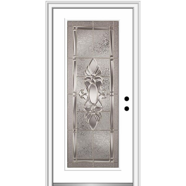 MMI Door 32 in. x 80 in. Heirlooms Left-Hand Inswing Full Lite Decorative Painted Fiberglass Smooth Prehung Front Door