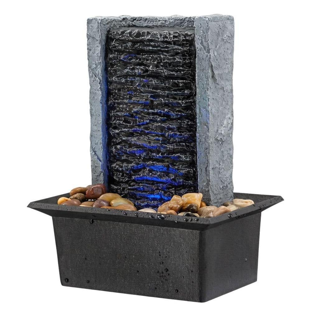 8.5 in. Tabletop Fountain, Indoor Waterfall Rock Fountain with LED Lights for Modern Home and Office price history on PriceWatchPro