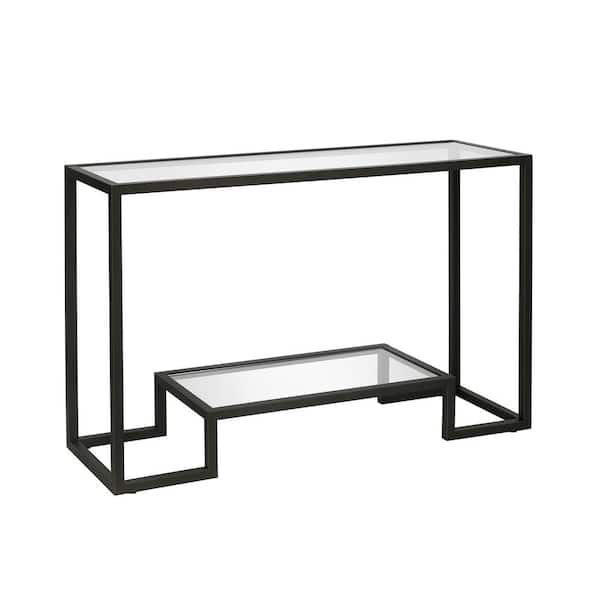 Meyer&Cross Athena 48 in. Blackened Bronze/Clear Standard Rectangle Glass Console Table with Storage