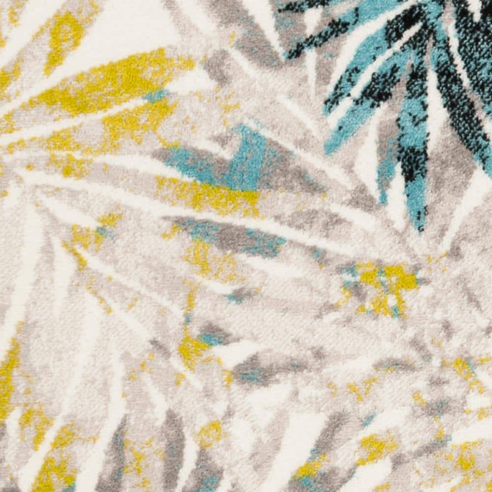 Reversible Gray Floral 24" x 120" Synthetic Easy-Care Runner Rug