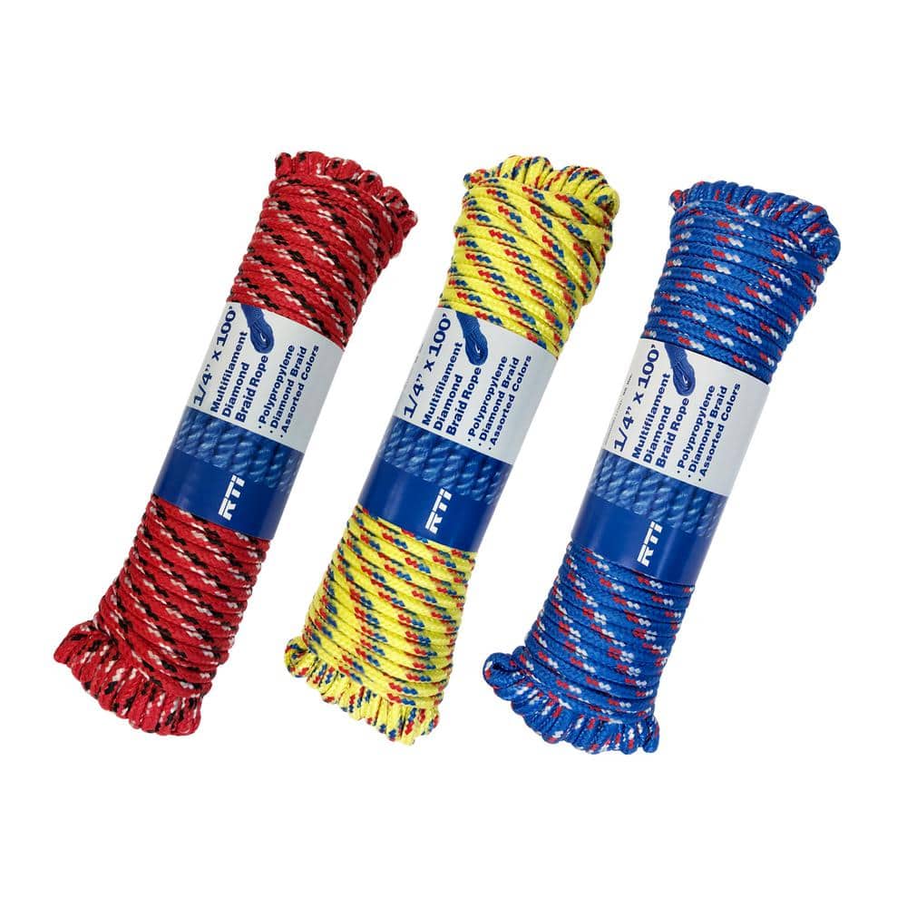 APPROVED VENDOR General Purpose Utility Rope: Braid, 1/4 in Dia, 20 lb  Working Load Limit, Cotton