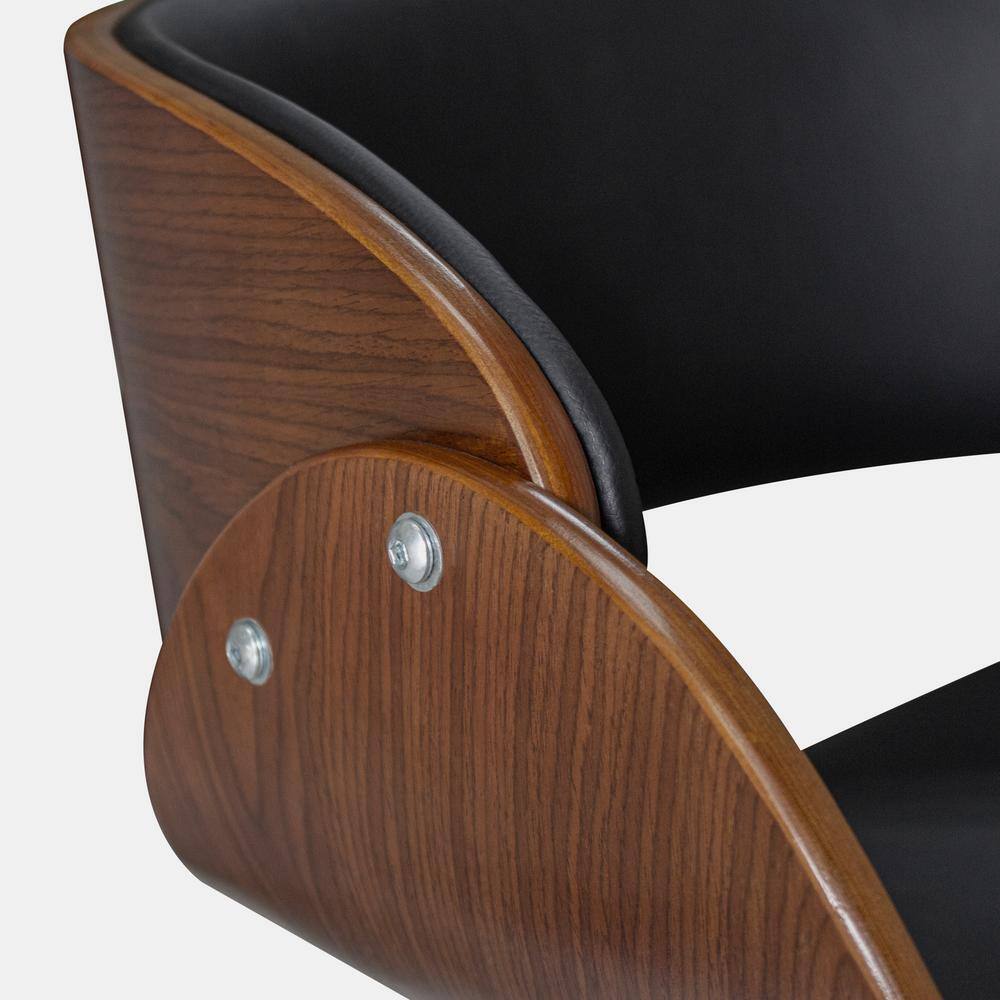 Ergonomic Faux Leather Swivel Task Chair with Lumbar Support - Black/Walnut