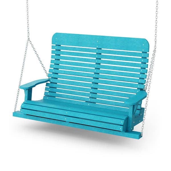 Wildridge Signature 2-Person Aruba Blue Plastic Porch Swing