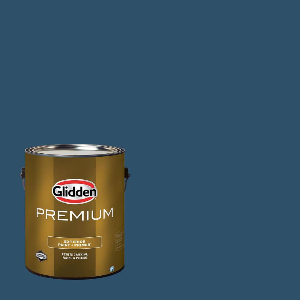 Glidden Premium 1 gal. PPG1155-7 Blue Lava Satin Exterior Latex Paint ...
