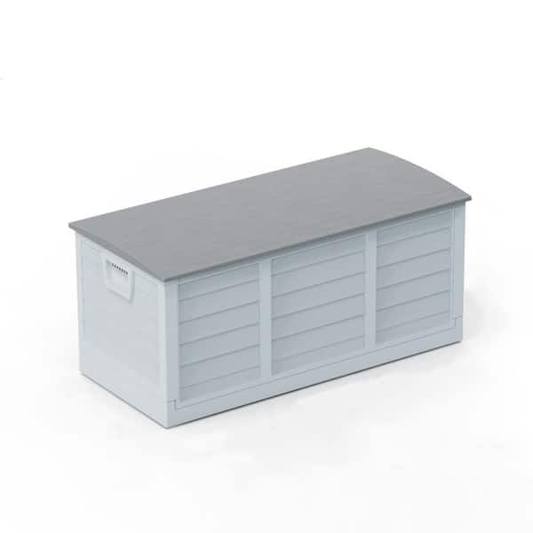 Tozey Cube 32 Gal. Polypropylene Black Deck Box with Rattan
