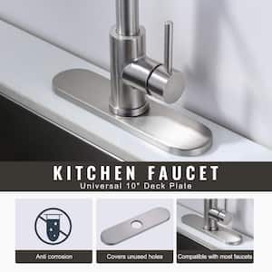 10 in. x 2.56 in. x 0.37 in. Stainless Steel Kitchen Sink Faucet Hole Cover Deck Plate Escutcheon in Brushed Nickel