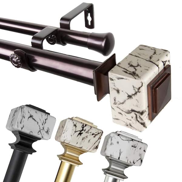 EMOH 1 Inch Dia 66-120" Adjustable Decho Double Curtain Rod in Bronze