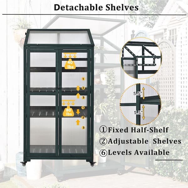 Unbranded - 22.4 in. W x 31.5 in. D x 62 in. H Fir Wood Green Greenhouse