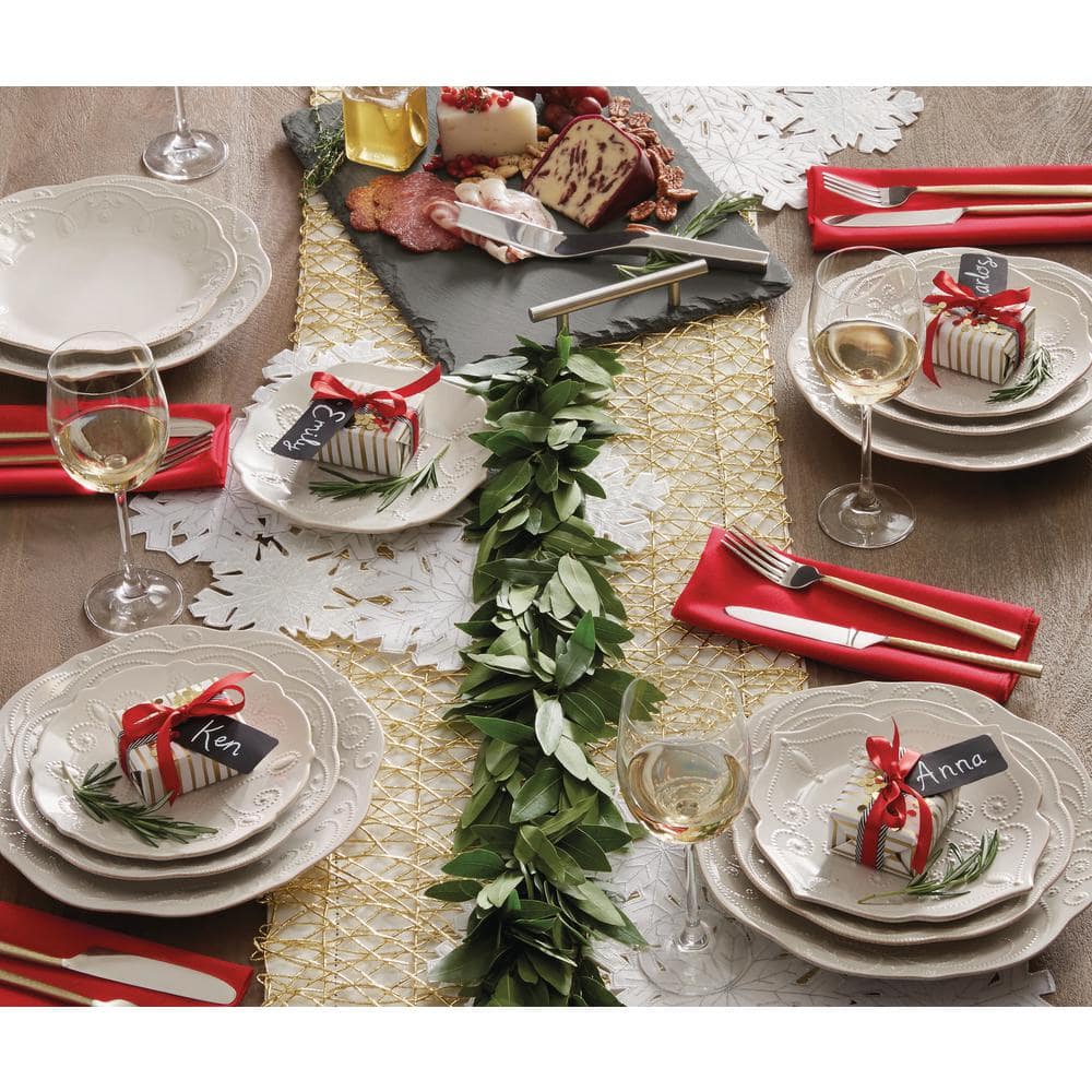 French Perle White Ceramic 12-Piece Dinnerware Set