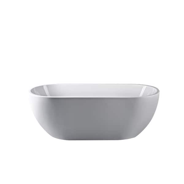 A&E Philip 67 in. x 29.5 in. Oval Soaking Bathtub with Center Drain in Glossy White