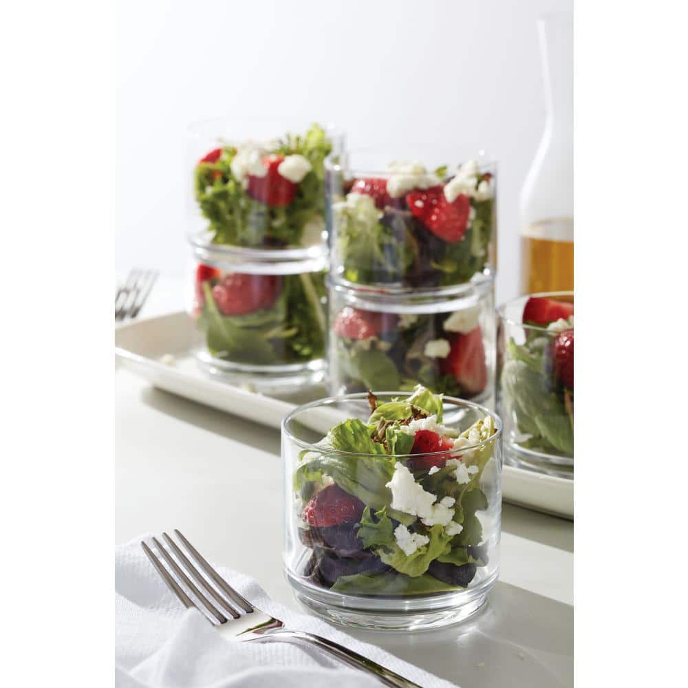 Clear Stackable Short Drinking Glasses Set of Six